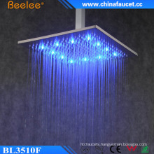 Bathroom Square Brass Waterfall Rainfall Mix LED Shower Head